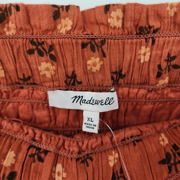 Madewell Smocked Pull-On Tiered Mini Skirt in Wild Calendula Block-Print XL NWT - Picture 6 of 8